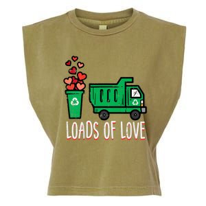 Valentines Day Garbage Truck Loads Of Love Garment-Dyed Women's Muscle Tee