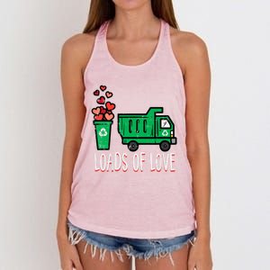 Valentines Day Garbage Truck Loads Of Love Women's Knotted Racerback Tank