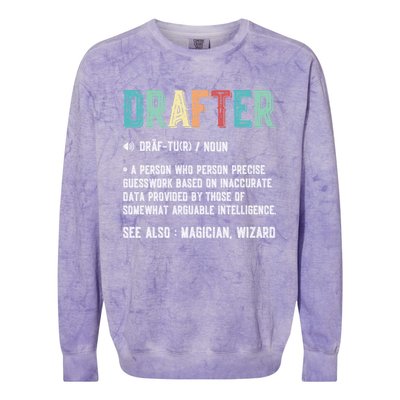 Vintage Drafter Graphic Funny Definition Noun Retro Colorblast Crewneck Sweatshirt