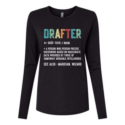 Vintage Drafter Graphic Funny Definition Noun Retro Womens Cotton Relaxed Long Sleeve T-Shirt