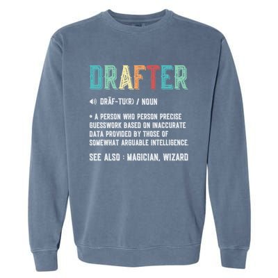 Vintage Drafter Graphic Funny Definition Noun Retro Garment-Dyed Sweatshirt