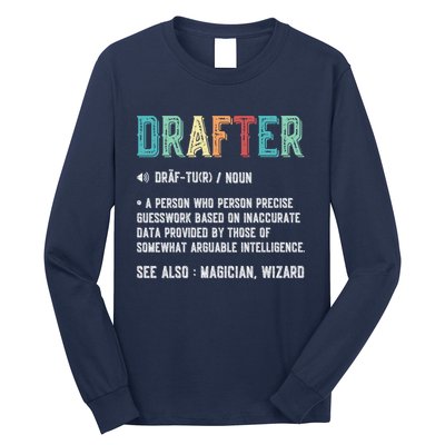 Vintage Drafter Graphic Funny Definition Noun Retro Long Sleeve Shirt