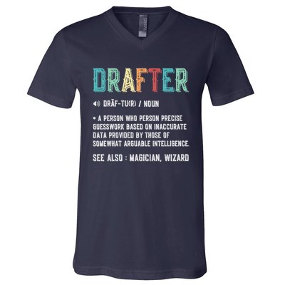 Vintage Drafter Graphic Funny Definition Noun Retro V-Neck T-Shirt