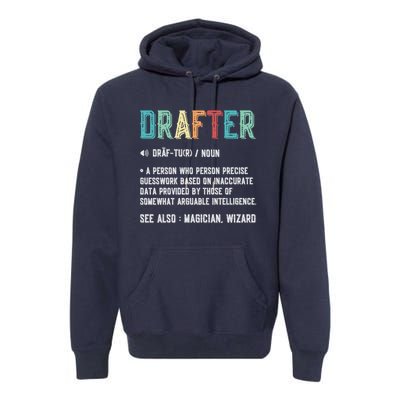 Vintage Drafter Graphic Funny Definition Noun Retro Premium Hoodie