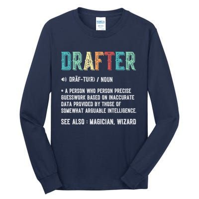 Vintage Drafter Graphic Funny Definition Noun Retro Tall Long Sleeve T-Shirt