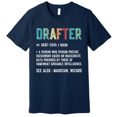 Vintage Drafter Graphic Funny Definition Noun Retro Premium T-Shirt