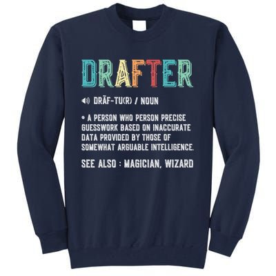 Vintage Drafter Graphic Funny Definition Noun Retro Tall Sweatshirt