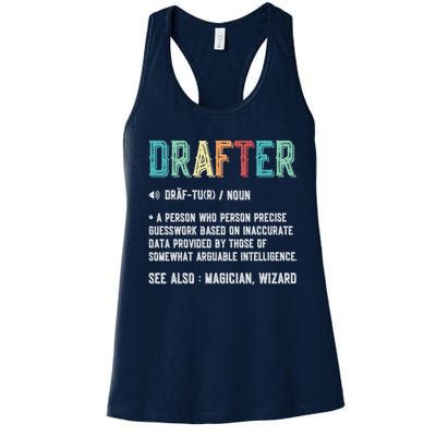 Vintage Drafter Graphic Funny Definition Noun Retro Women's Racerback Tank