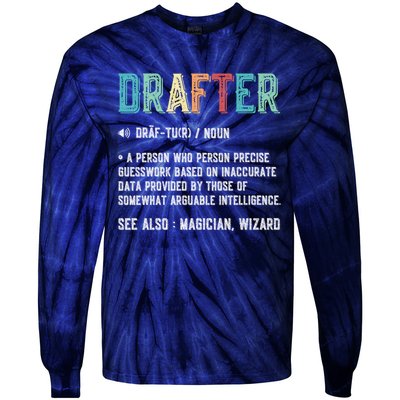 Vintage Drafter Graphic Funny Definition Noun Retro Tie-Dye Long Sleeve Shirt