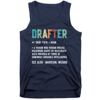 Vintage Drafter Graphic Funny Definition Noun Retro Tank Top