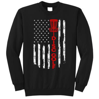 Vintage Disc Golf Basket American Flag For Disc Golfers Sweatshirt