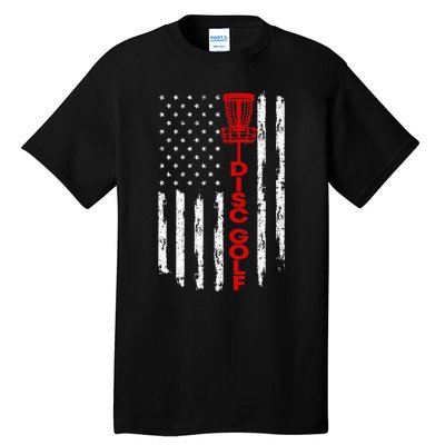 Vintage Disc Golf Basket American Flag For Disc Golfers Tall T-Shirt