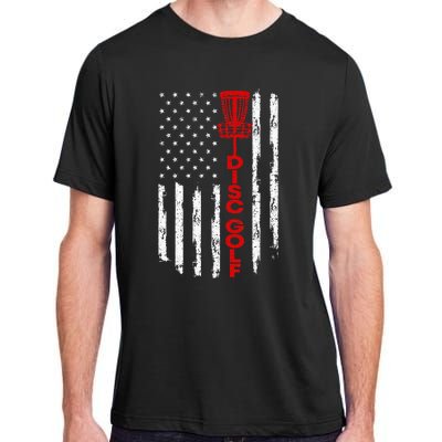 Vintage Disc Golf Basket American Flag For Disc Golfers Adult ChromaSoft Performance T-Shirt