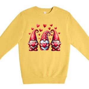 Valentines Day Gnomes Cute Red Hearts Love Gnome Premium Crewneck Sweatshirt