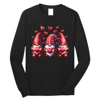 Valentines Day Gnomes Cute Red Hearts Love Gnome Long Sleeve Shirt