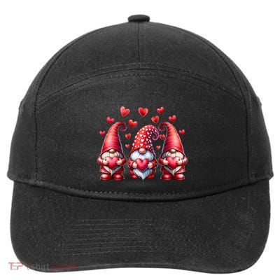 Valentines Day Gnomes Cute Red Hearts Love Gnome 7-Panel Snapback Hat