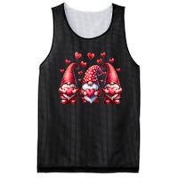 Valentines Day Gnomes Cute Red Hearts Love Gnome Mesh Reversible Basketball Jersey Tank