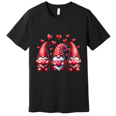 Valentines Day Gnomes Cute Red Hearts Love Gnome Premium T-Shirt
