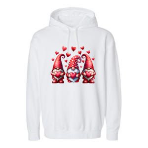 Valentines Day Gnomes Cute Red Hearts Love Gnome Garment-Dyed Fleece Hoodie