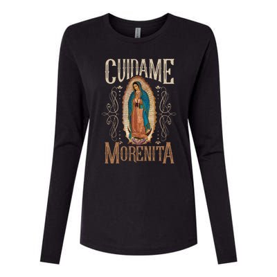 Virgen De Guadalupe. Cuídame Morenita Vintage Design Womens Cotton Relaxed Long Sleeve T-Shirt