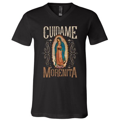 Virgen De Guadalupe. Cuídame Morenita Vintage Design V-Neck T-Shirt