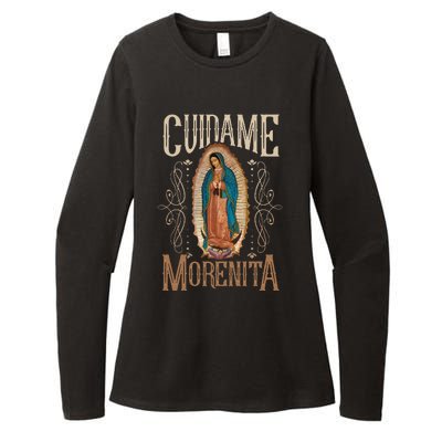 Virgen De Guadalupe. Cuídame Morenita Vintage Design Womens CVC Long Sleeve Shirt