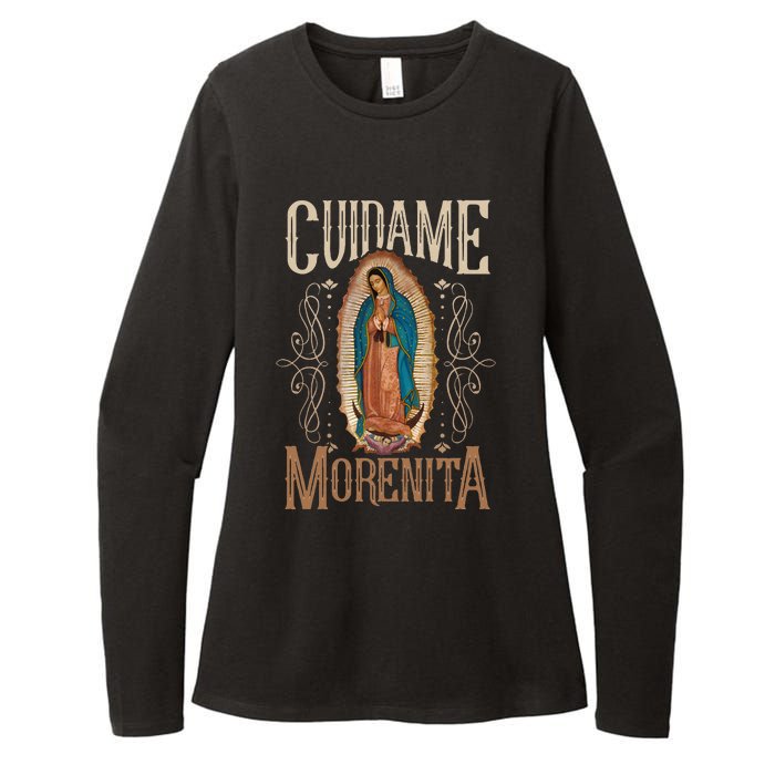 Virgen De Guadalupe. Cuídame Morenita Vintage Design Womens CVC Long Sleeve Shirt