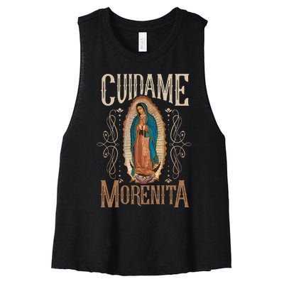 Virgen De Guadalupe. Cuídame Morenita Vintage Design Women's Racerback Cropped Tank