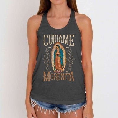 Virgen De Guadalupe. Cuídame Morenita Vintage Design Women's Knotted Racerback Tank