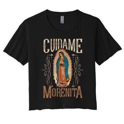 Virgen De Guadalupe. Cuídame Morenita Vintage Design Women's Crop Top Tee