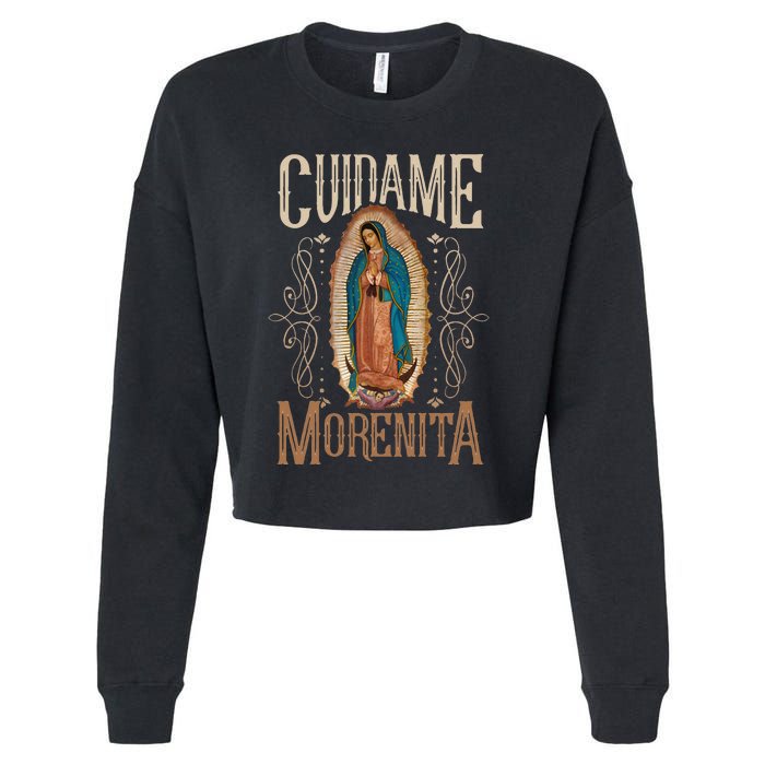 Virgen De Guadalupe. Cuídame Morenita Vintage Design Cropped Pullover Crew