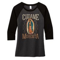 Virgen De Guadalupe. Cuídame Morenita Vintage Design Women's Tri-Blend 3/4-Sleeve Raglan Shirt