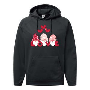 Valentines Day Gnomes Performance Fleece Hoodie