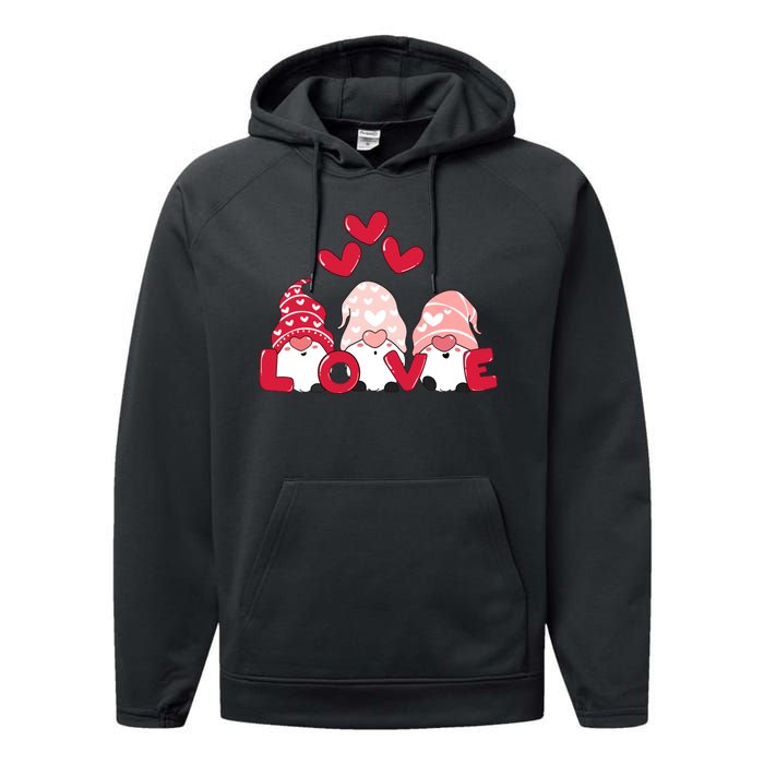 Valentines Day Gnomes Performance Fleece Hoodie