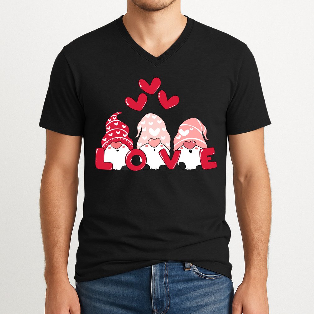 Valentines Day Gnomes V-Neck T-Shirt