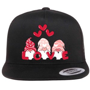 Valentines Day Gnomes Flat Bill Trucker Hat