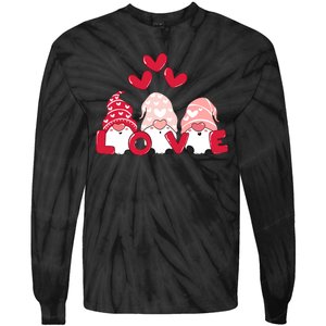 Valentines Day Gnomes Tie-Dye Long Sleeve Shirt