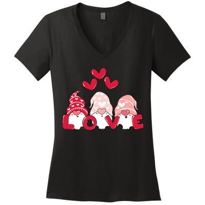 Valentines Day Gnomes Women's V-Neck T-Shirt