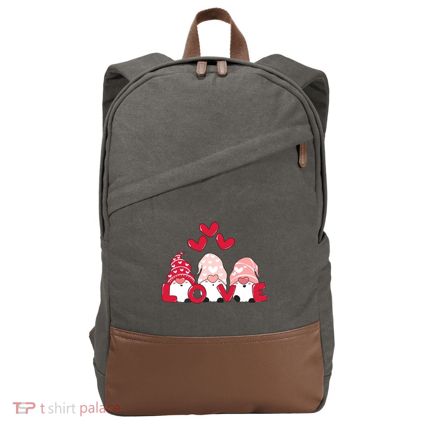 Valentines Day Gnomes Cotton Canvas Backpack