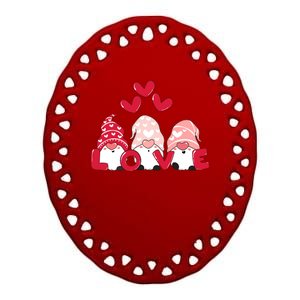 Valentines Day Gnomes Ceramic Oval Ornament