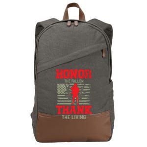 Veterans Day Gift Honor The Fallen Thank The Living Gift American Cute Gift Cotton Canvas Backpack