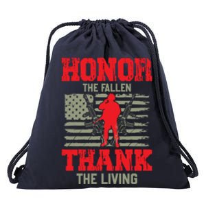 Veterans Day Gift Honor The Fallen Thank The Living Gift American Cute Gift Drawstring Bag