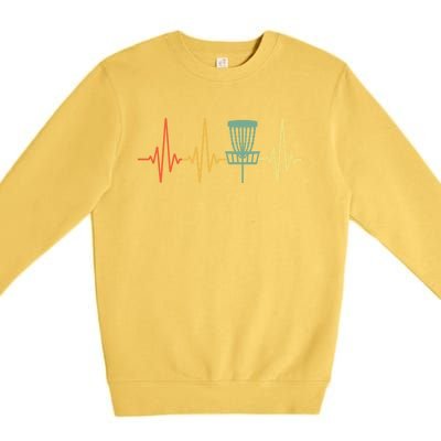 Vintage Disc Golf Retro Heartbeat Funny Gift Disc Golf Gift Premium Crewneck Sweatshirt