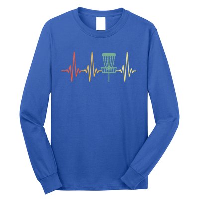 Vintage Disc Golf Retro Heartbeat Funny Gift Disc Golf Gift Long Sleeve Shirt