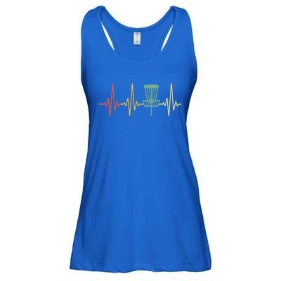 Vintage Disc Golf Retro Heartbeat Funny Gift Disc Golf Gift Ladies Essential Flowy Tank