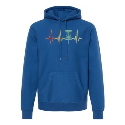 Vintage Disc Golf Retro Heartbeat Funny Gift Disc Golf Gift Premium Hoodie