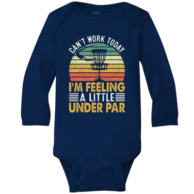 Vintage Disc Golf I'm Feeling A Little Under Par Golfing Basket Baby Long Sleeve Bodysuit