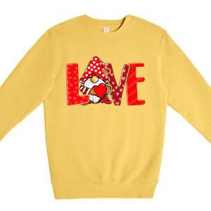 Valentines Day Gnome Love Funnys Love Premium Crewneck Sweatshirt