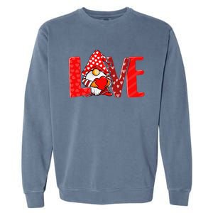 Valentines Day Gnome Love Funnys Love Garment-Dyed Sweatshirt