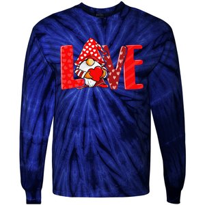 Valentines Day Gnome Love Funnys Love Tie-Dye Long Sleeve Shirt